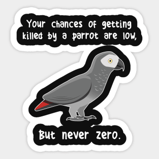 African Grey Parrot Never Zero Sticker